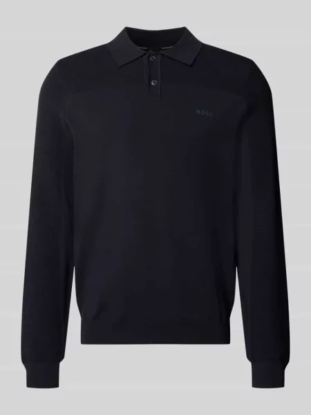 Koszulka polo o kroju relaxed fit z dodatkiem wełny model KN_Momentum-X PL' Boss Green granatowa