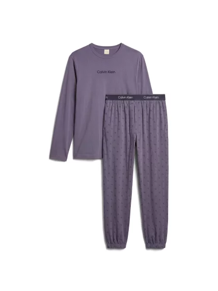 Calvin Klein Underwear Pijama lungă HOLIDAY / marin albastru