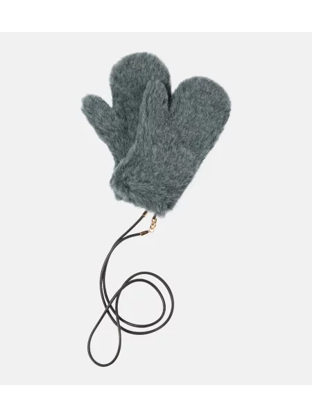 Mănuși Max Mara de lână teddy albastru