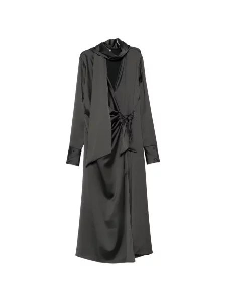 Rochie midi Imperial din satin plic gri