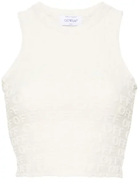 Top Off-white din material terry alb