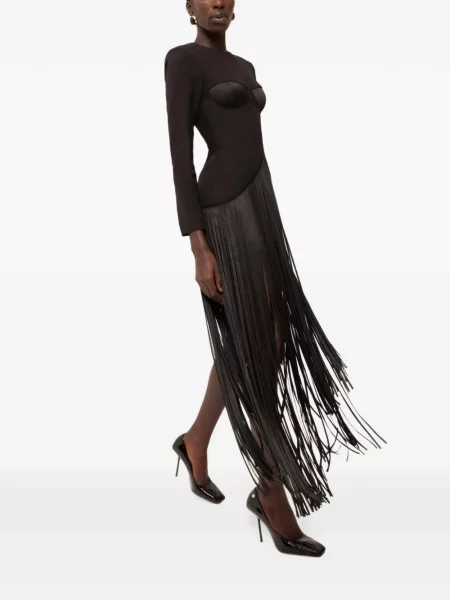 Rochie mini Nissa cu franjuri negru