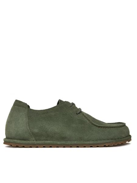 Половинки обувки от велур Birkenstock Utti Lace зелено