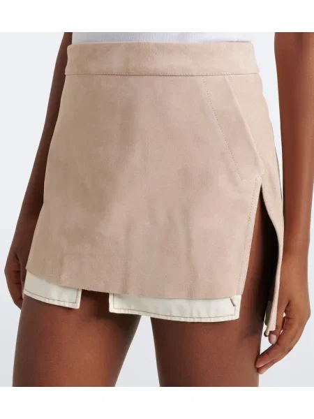Fustă Rick Owens din piele de căprioară bej