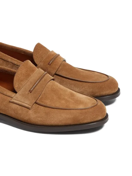 Pantofi loafer Zegna din piele de căprioară maro