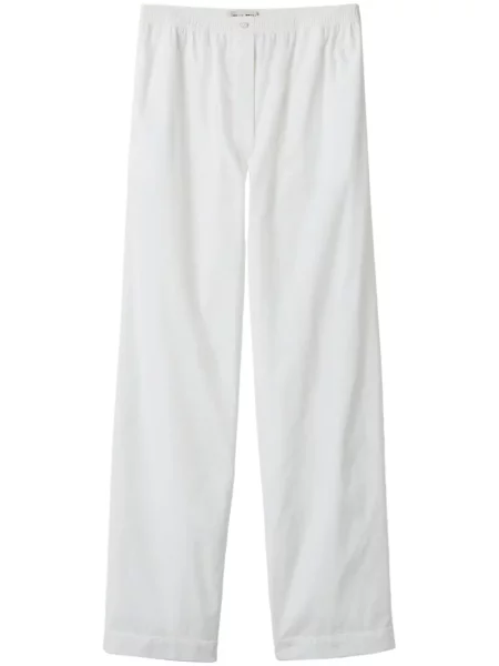 Pantaloni Miu Miu cu broderie din poplin alb