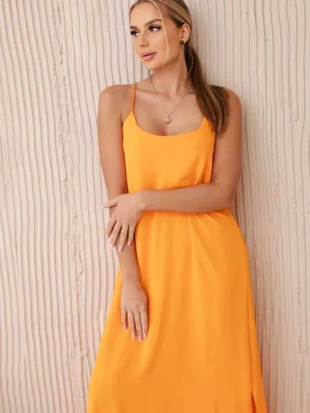 Rochie maxi Kesi Włoski lungă de costum portocaliu