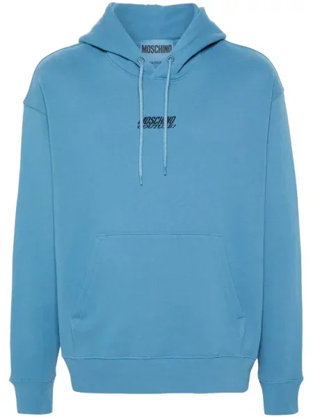 Hanorac cu glugă Moschino cu broderie albastru