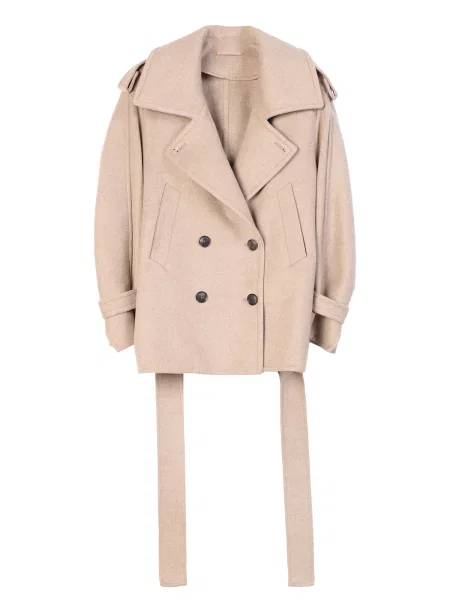 GOBI Cashmere Palton de primăvară-toamnă Trench-Style Cashmere Peacoat' bej