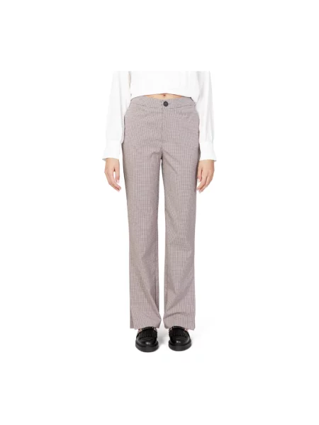 Wielobarwność spodnie Only w kratkę brązowe