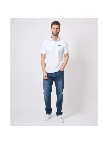 Koszulka polo Ea7 Emporio Armani z nadrukiem biała