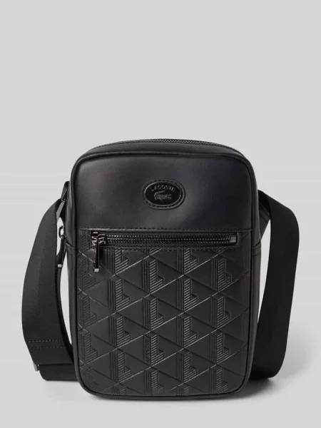 Torba na ramię z fakturowanym wzorem model ‘CROSSOVER BAG’ Lacoste czarna