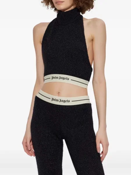 Top Palm Angels cu gât halter negru