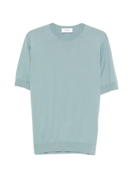 Tricou Lardini tricotate cu decolteu rotund albastru