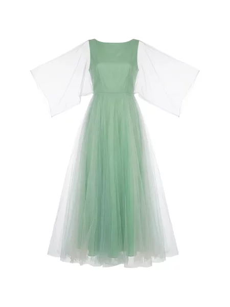 Rochie midi Valentino Garavani din tul evazată verde