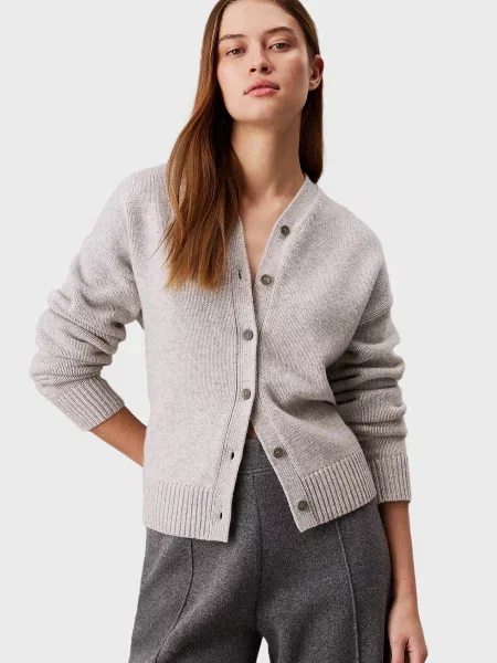 Вовняний кардиган Calvin Klein з V-подібним вирізом сірий