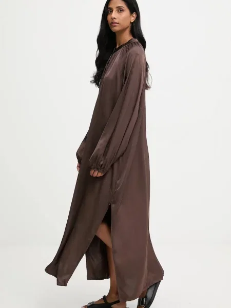 Answear.LAB sukienka maxi oversize brązowy