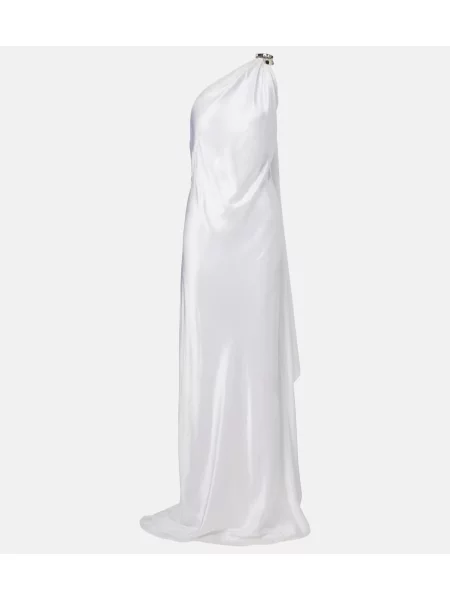 Rochie de satin Ralph Lauren Collection din satin cu un umăr gol alb