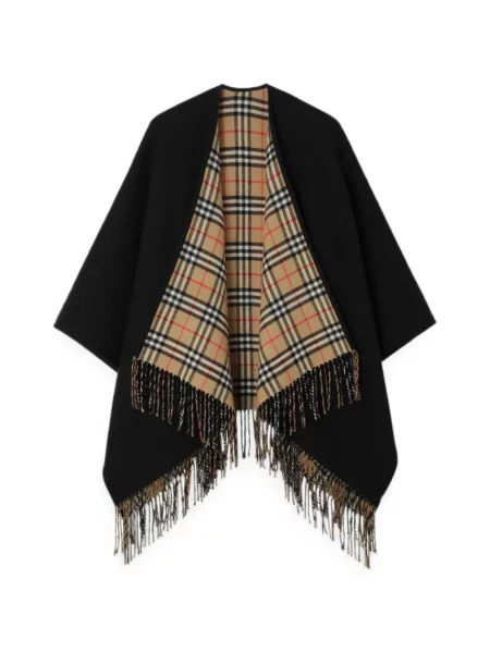 Kurtka Burberry wełniana w kratę dwustronna czarna