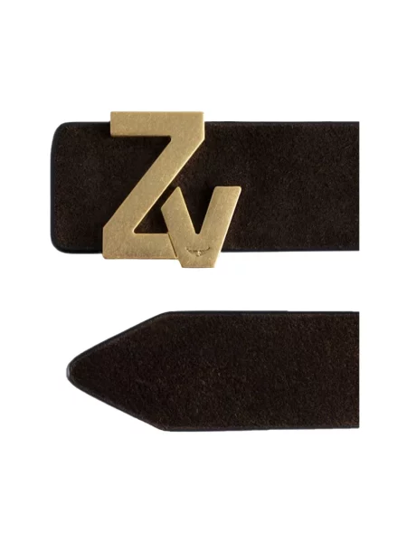 Pasek Zadig & Voltaire zamszowy z paskiem brązowy