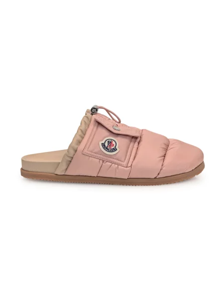 Klapki mules Moncler skórzane różowe