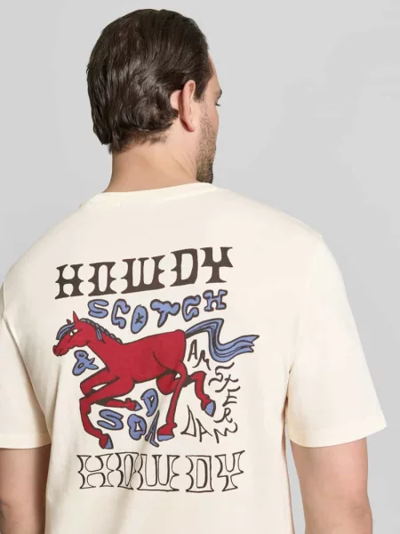 T-shirt z nadrukami z logo i okrągłym dekoltem Scotch & Soda biała