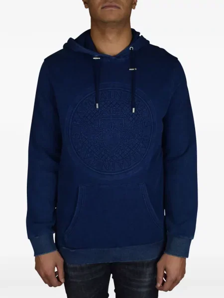 Hanorac cu glugă Balmain cu autograf albastru