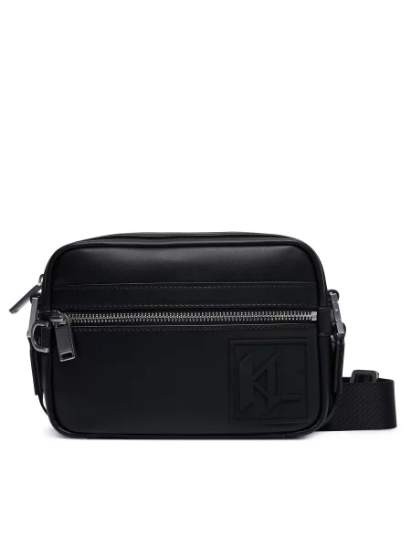 Karl Lagerfeld Torba za čez ramo Kameratasche mit Monogramm-Aufnäher črna