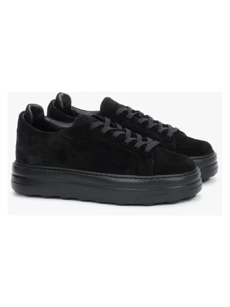 Sneakersy Estro skórzane czarne