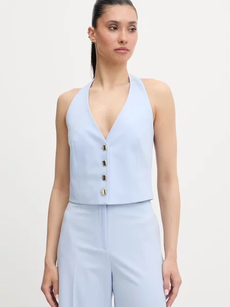 HUGO kamizelka jednorzędowa Anuna niebieska