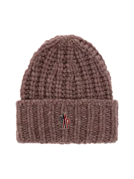 Czapka Moncler Grenoble wełniana brązowa