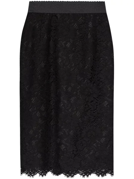Fustă midi Dolce & Gabbana din dantelă până la genunchi negru