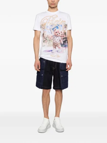 Tricou Philipp Plein cu imagine teddy alb