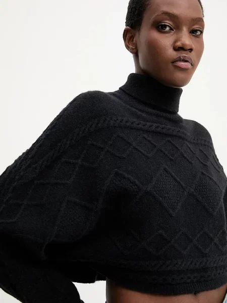Answear.LAB sweter z kaszmirem ciepły z golfem czarny