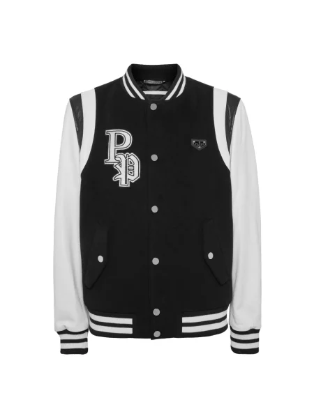 Kurtka skórzana Philipp Plein z łatami czarna
