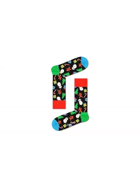 Dzianinowe skarpety Happy Socks z logo czarne