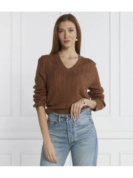 Tommy Hilfiger De lână pulover SOFT CABLE maro