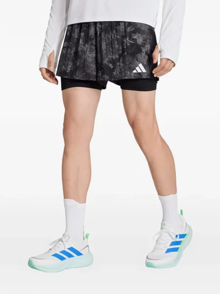 Бягане плетена тениска Adidas на райета червено