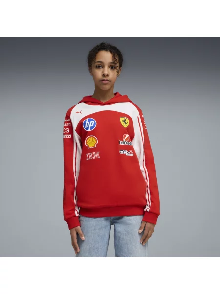 PUMA Młodzieżowa replika bluzy z kapturem Scuderia Ferrari HP Akcesoria czerwony