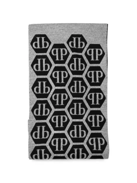 Fular Philipp Plein cu imagine albastru