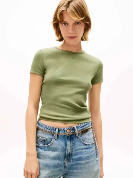 Tommy Jeans Tricou ESSENTIAL verde