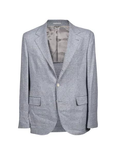 Costum Brunello Cucinelli de lână în carouri gri