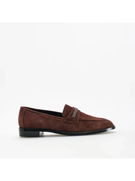 Reserved Velúr loafer cipő sötétbarna