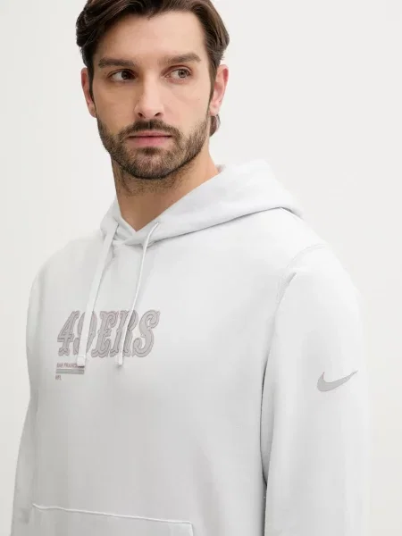 Махровый свитер Nike с капюшоном с принтом серый