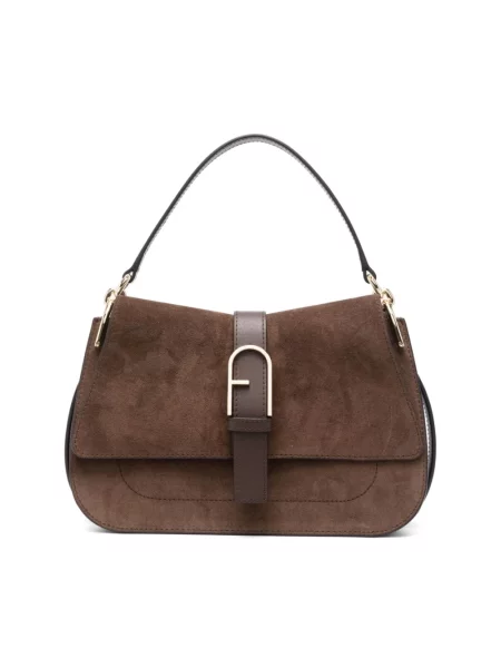 Top Furla skórzany brązowy