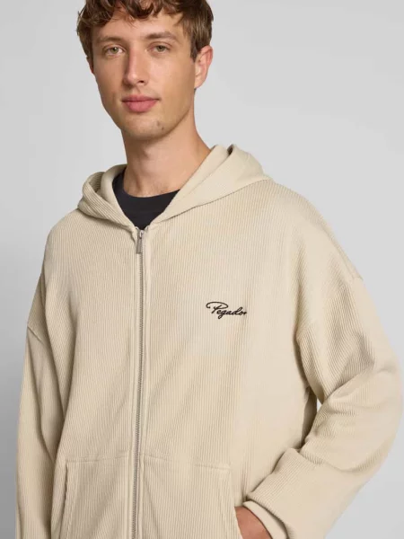 Bluza rozpinana o kroju oversized z kapturem i wyhaftowanym logo Pegador