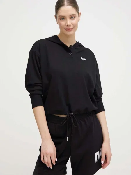 Суичър с качулка Dkny с качулка с апликация черно
