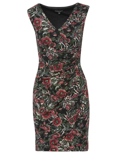 KOROSHI Rochie verde / roșu negru