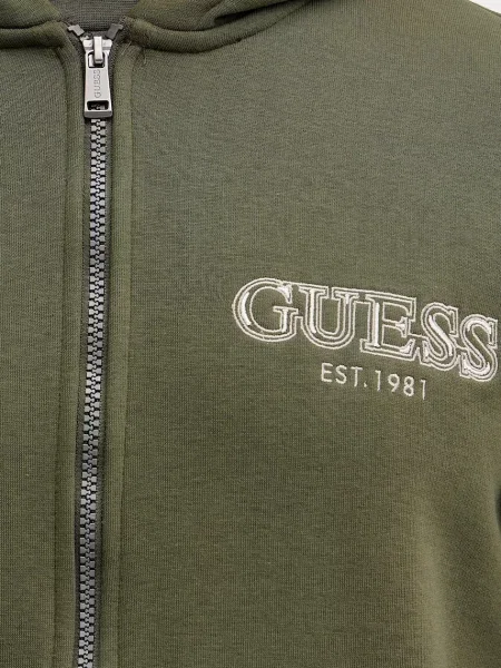 Свитер Guess с капюшоном с аппликацией зеленый