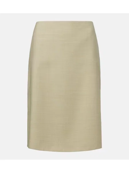 Fustă midi Calvin Klein Collection de lână bej